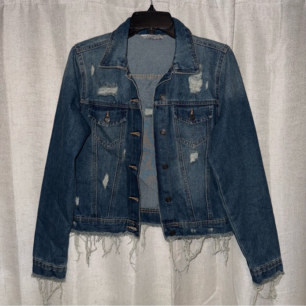 Blu[edit] size medium Jean Jacket Distressed made in Bangladesh So Cute!